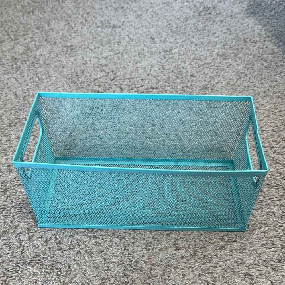 Turquoise Wire Mesh Storage Basket